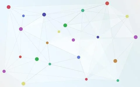 Various colored dots connected with triangle shape, connection, worldwide Stock Illustration