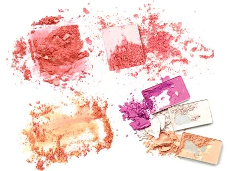 Various colored eye shadow on a white background Stock Photos