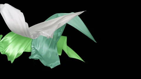 Various colored fabrics flying in midair, Slow Motion Stock Footage 42099540