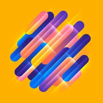 Various colored rounded shapes lines in diagonal rhythm. Vector illustration Stock Illustration