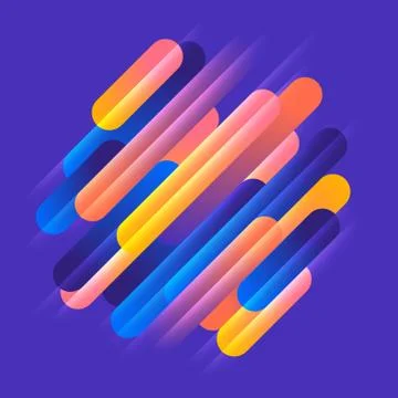 Various colored rounded shapes lines in diagonal rhythm. Vector illustration Stock Illustration