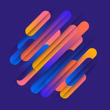 Various colored rounded shapes lines in diagonal rhythm. Vector illustration Stock Illustration