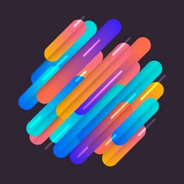 Various colored rounded shapes lines in diagonal rhythm. Vector illustration Stock Illustration