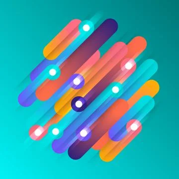 Various colored rounded shapes lines in diagonal rhythm. Vector illustration Stock Illustration