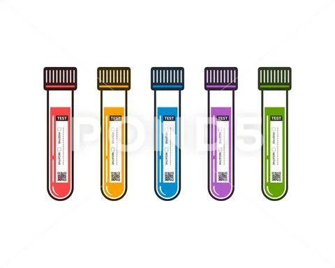 Various Colored Test Tubes with Labels: Royalty Free #162276194