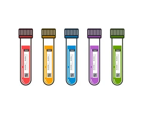 Various Colored Test Tubes with Labels Stock Illustration