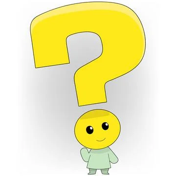 VARIOUS COLORFUL CHARACTERS WITH QUESTION MARKS SYMBOLIZING CURIOSITY AND T.. Illustrazione stock