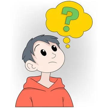 VARIOUS COLORFUL CHARACTERS WITH QUESTION MARKS SYMBOLIZING CURIOSITY AND T.. Stock Illustration