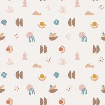 Various colorful geometric objects. Seamless pattern. Abstract hand drawn vector 스톡 일러스트