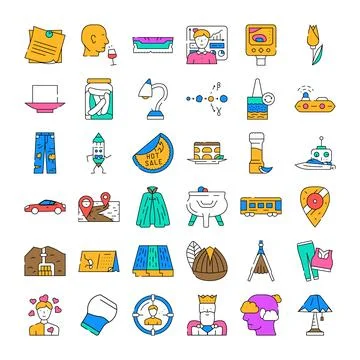 Various colorful glyph icons vector collection everyday objects イラスト素材