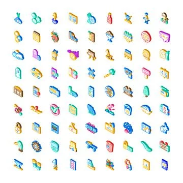 Various colorful isometric web design vector icons 스톡 일러스트