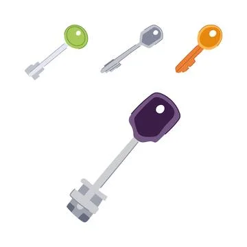 Various colorful keys offering access and security solutions Stock Illustration