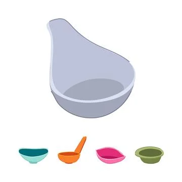 Various colorful kitchenware items for serving sauces Stock Illustration
