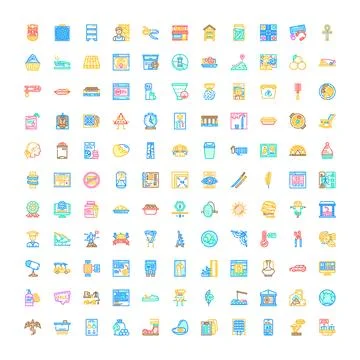 Various colorful linear vector icons collection Illustration