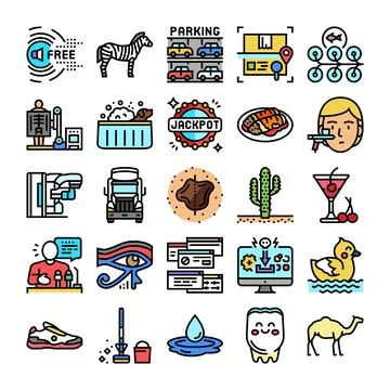 Various colorful outlined vector icons for different concepts Stock Illustration