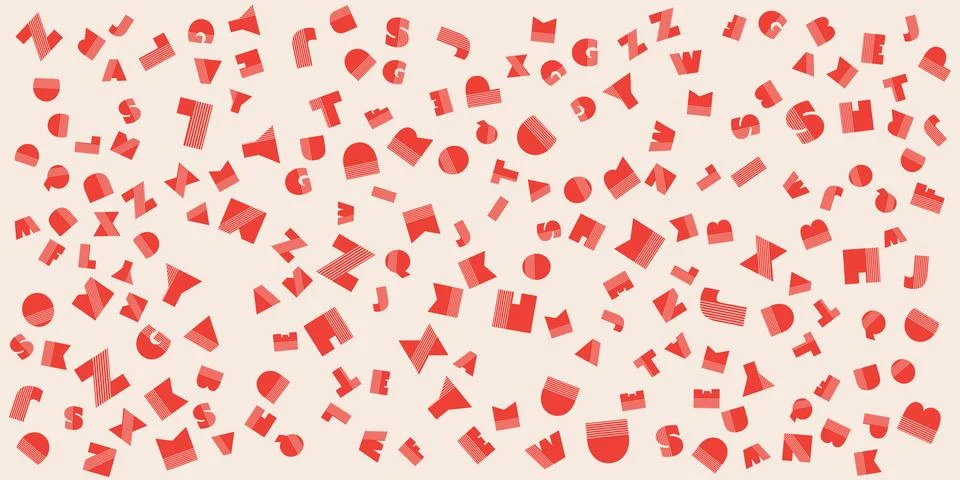 Various Colorful Randomly Placed, Sized and Oriented Art Deco Style Bold Le.. Stock Illustration