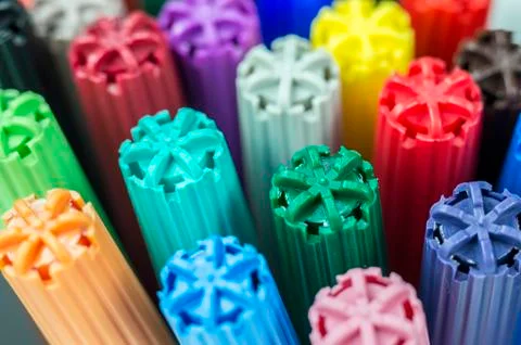 Various coloring markers Stock Photos