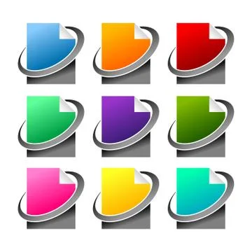 Various Colors Network File Icon Set Stock Illustration