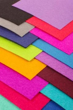Various colors square felt samples for textile design Fotos de archivo
