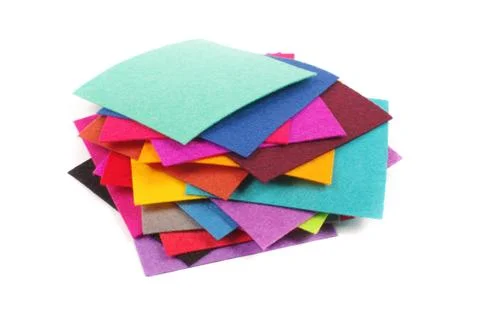 Various colors square felt samples for textile design Stock Photos