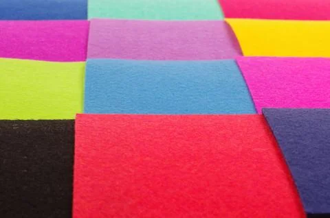 Various colors square felt samples for textile design Foto stock