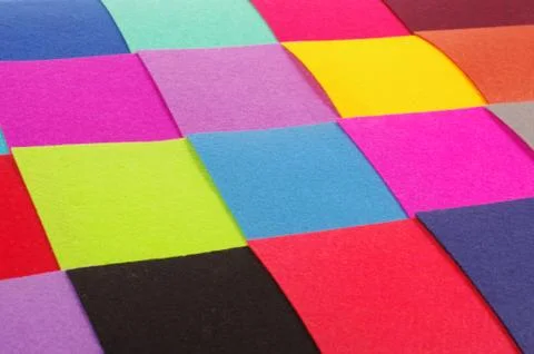 Various colors square felt samples for textile design Stock Photos