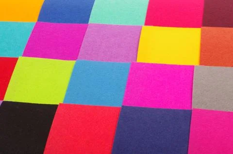 Various colors square felt samples for textile design Stock Photos