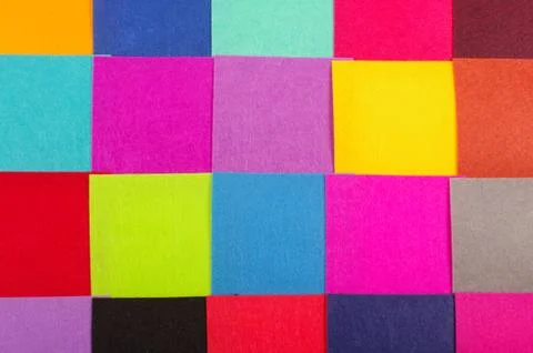 Various colors square felt samples for textile design Stock Photos