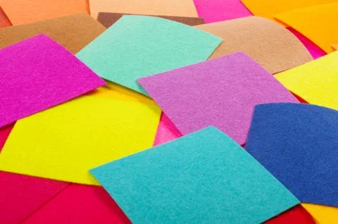 Various colors square felt samples for textile design Stock Photos