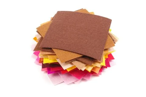 Various colors square felt samples for textile design Stock Photos