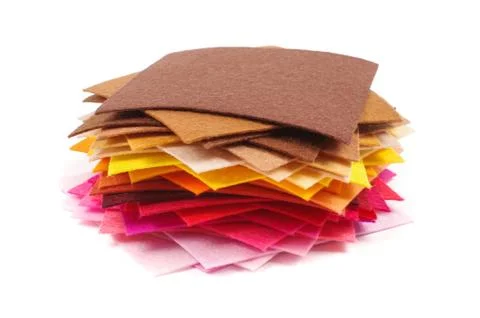 Various colors square felt samples for textile design Stock Photos
