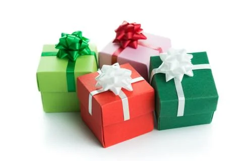 Various colour gift boxes Stock Photos