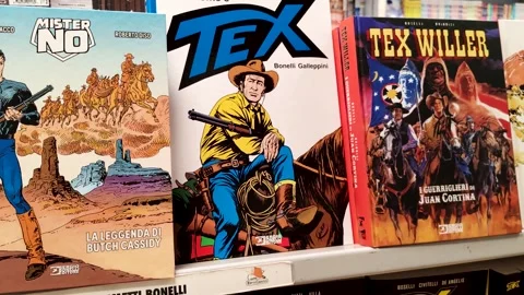 Various comic book covers of Tex Willer Video stock 281418831