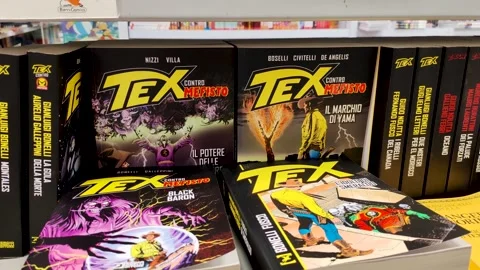 Various comic book covers of Tex Willer Video stock 281424032