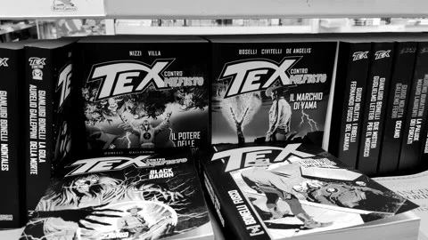 Various comic book covers of Tex Willer Video stock 281424033