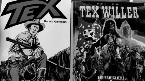 Various comic book covers of Tex Willer Video stock 281424034
