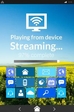 Various computer icons with progress bar Stock Illustration