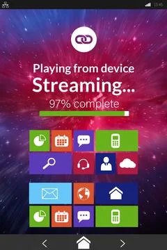 Various computer icons with progress bar on device screen Stock Illustration