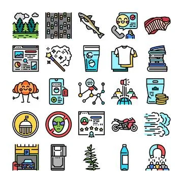 Various concept icons collection flat line art Stock Illustration