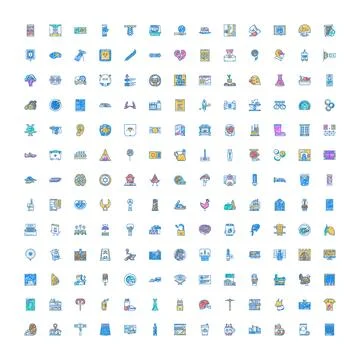 Various concept icons set doodle style drawing Stock Illustration
