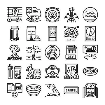 Various conceptual and descriptive outline vector icons collection Stock Illustration