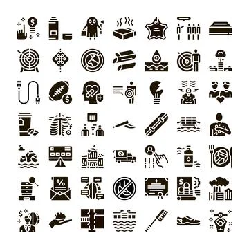 Various conceptual icons glyph set for web and print 스톡 일러스트