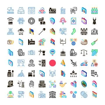 Various conceptual isometric icon collection for design assets Stock Illustration