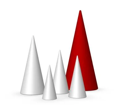 Various cones on white background - 3d illustration Stock Illustration