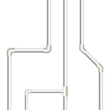 Various connections of plastic pipes. Front view, vector illustration Stock Illustration