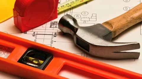 Various construction and diy home improvement tools Stock Footage 20544724