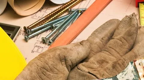 Various construction and diy home improvement tools Stock Footage 21308382