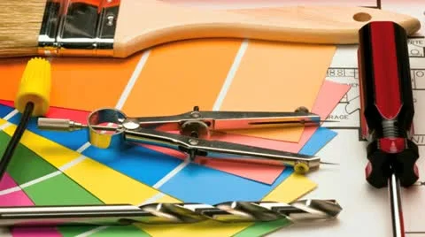 Various construction and diy home improvement tools Stock Footage 21309306