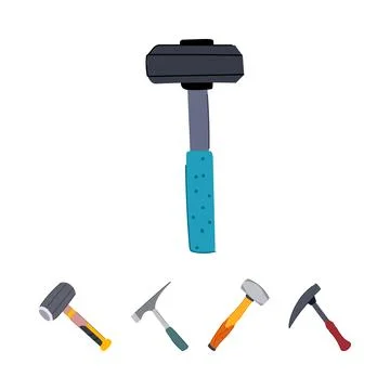 Various construction hammers collection representing diverse tools Stock Illustration