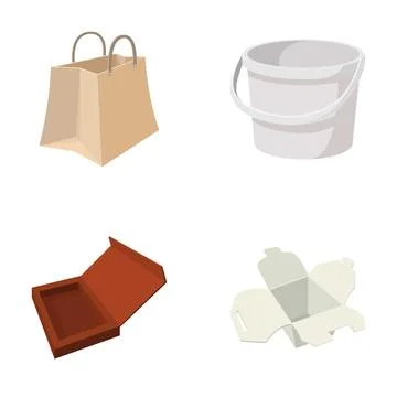 Various containers and packaging items for shipping and shopping Stock Illustration